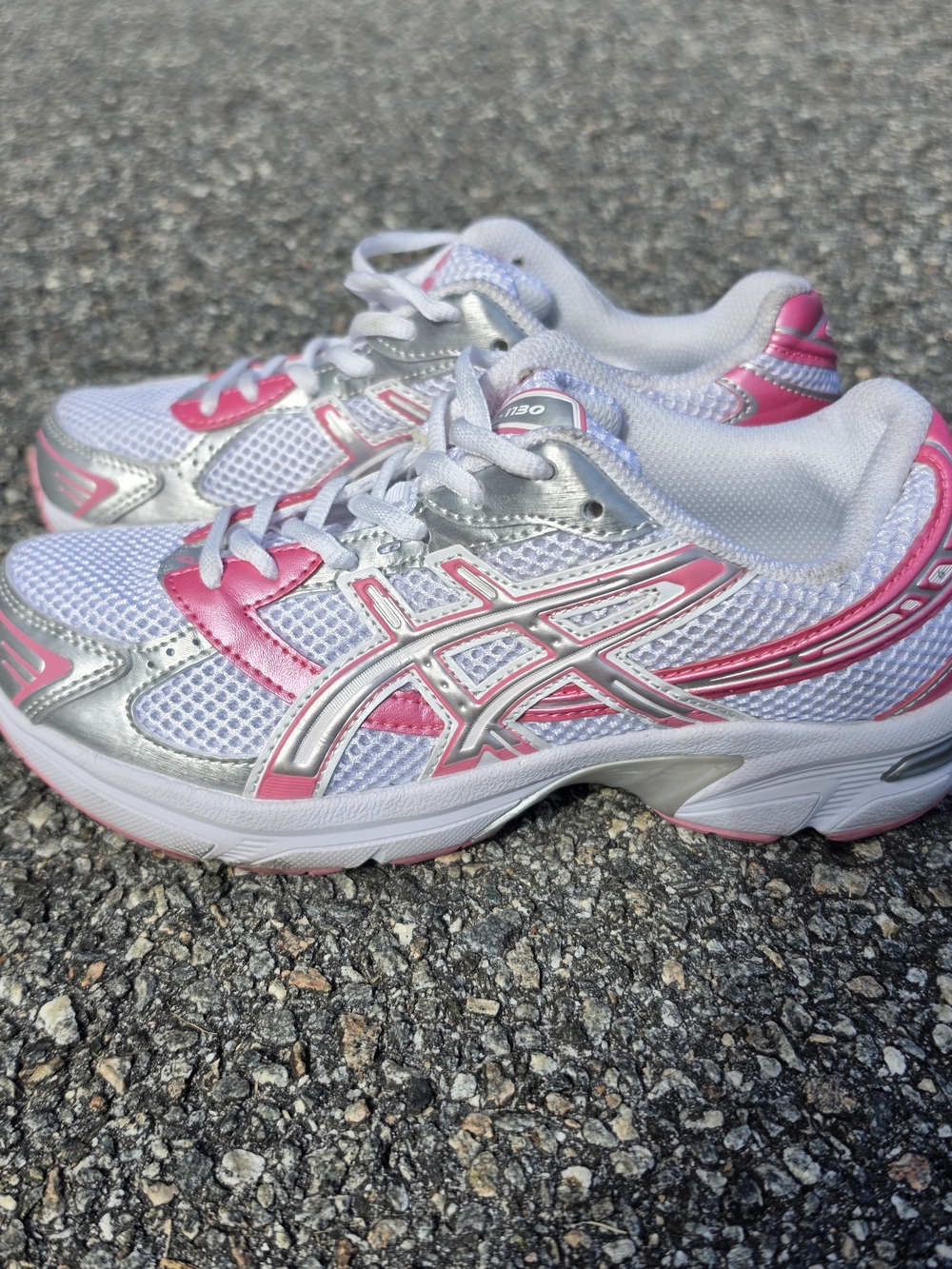 ASICS Kids' White & Pink Running Shoes